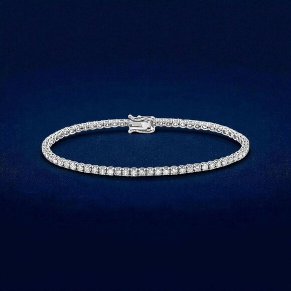2.70 ctw Natural Diamond and 14k White Gold Tennis Bracelet - Picture 1 of 3
